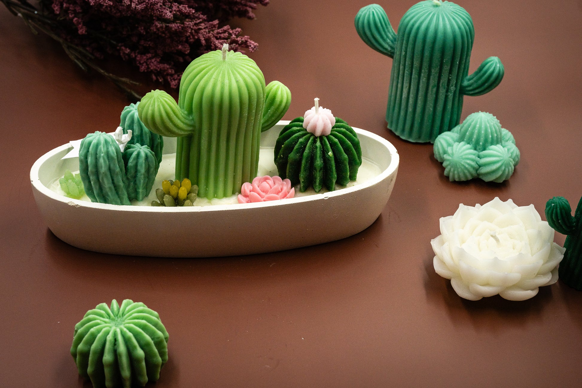 Immerse yourself in the cozy ambiance and delightful look of this scented wax succulent and cactus garden, thoughtfully crafted in the handmade van/bus-shaped candle vessel. A perfect decorative piece for any room, or a gift for plant lovers, housewarming, or any special occasions.

 