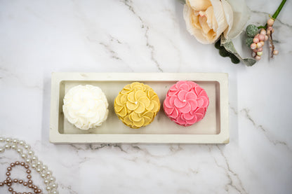 Triple Scented Hydrangeas Floral Candle in Handmade Concrete Rectangle Tray