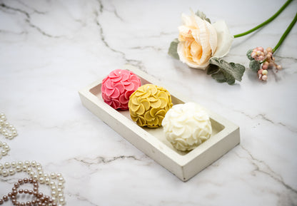 Triple Scented Hydrangeas Floral Candle in Handmade Concrete Rectangle Tray