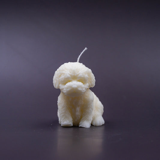 Melt hearts with our adorable puppy candle, crafted to bring pure joy and warmth to your home! Made with a soy + paraffin wax blend and a cotton wick for a clean, long-lasting burn, it fills your space with a delightful White Sage &amp; Lavender fragrance, perfect for cozy nights in. It's the ultimate gift for any dog lover, celebrating the unconditional love of our furry best friends.